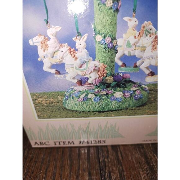 New Vintage 9" Musical Animated Rabbit Easter Bunny Carousel Figurine Music Box - Picture 4 of 8